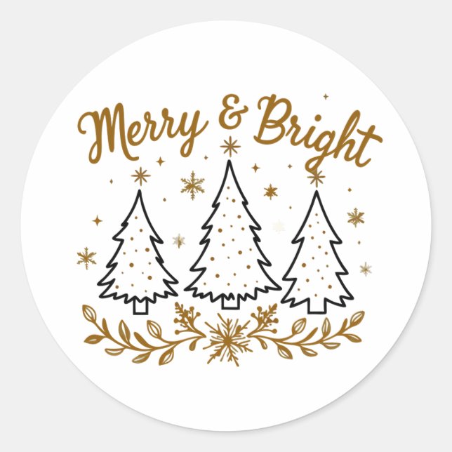 Adesivo Flocos de Natal e Neve Simples - Feliz e Brilho (Frente)
