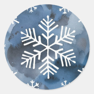 Adesivo Flocos de Neve Aquarela Azul