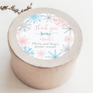 Adesivo Flocos de neve azuis cor-de-rosa Muito obrigado