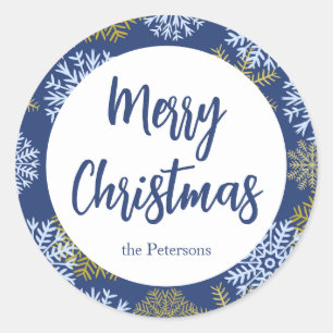 Adesivo Flocos de neve azuis de inverno azul de feliz Nata