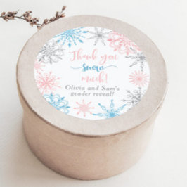 Adesivo Flocos de neve azuis rosados Muito obrigado neve