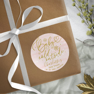 Adesivo Flocos de neve bebê É frio fora do Chá de fraldas