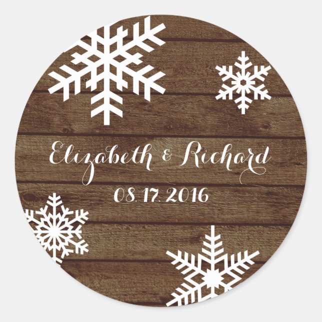 Adesivo Flocos de neve de madeira do Casamento no inverno  (Frente)