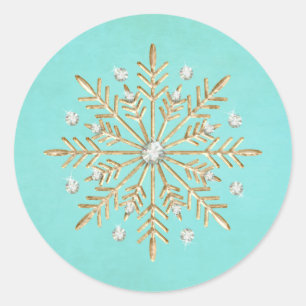 Adesivo Flocos de neve de Natal Aqua e Dourado