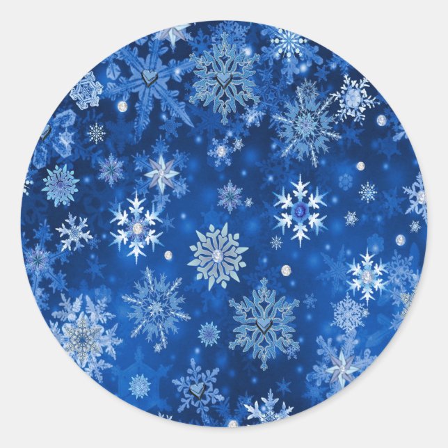 Adesivo Flocos de neve de Natal Azul e Prata (Frente)