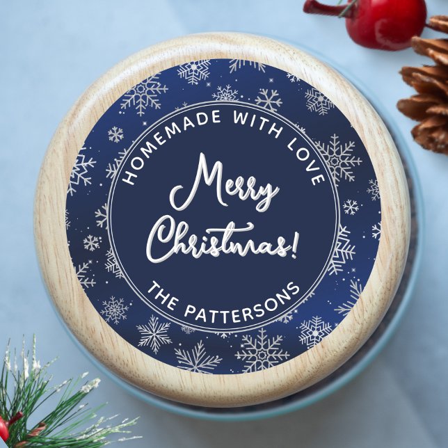 Adesivo Flocos de neve de Natal em Azul Gradiente (Share the Spirit of the Season with a touch of winter snow.)