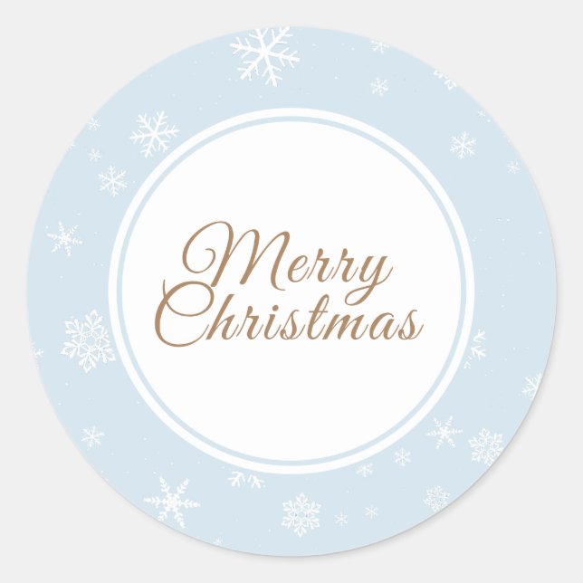 Adesivo Flocos de neve de Natal Feliz Natal Feriado Azul (Frente)