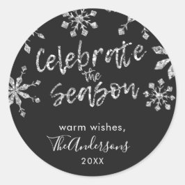 Adesivo Flocos de neve de Natal Tag do Favor da Largura de