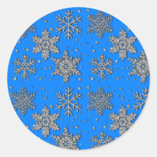 Adesivo Flocos de neve de prata azul Elegante