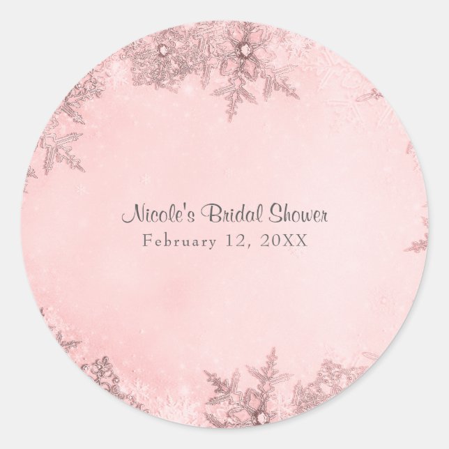 Adesivo Flocos de Neve do Inverno Rosa Suave Elegante (Frente)