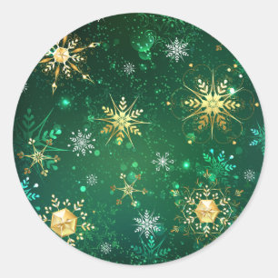 Adesivo Flocos de neve do Ouro Xmas em fundo verde