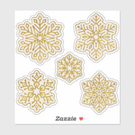 Adesivo Flocos de neve Dourados Brilhantes Brancos Antigos