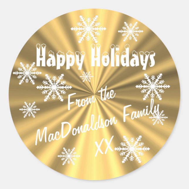 Adesivo Flocos de neve Dourados e brancos personalizados F (Frente)