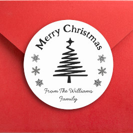 Adesivo flocos de neve e árvore negra de natal alegre