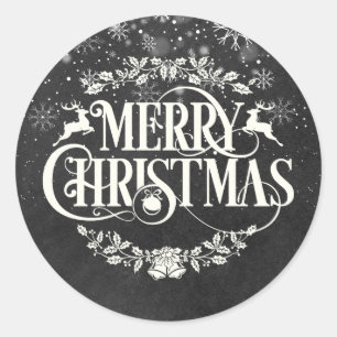 Adesivo Flocos de Neve Natal Elegante Quadro Negro