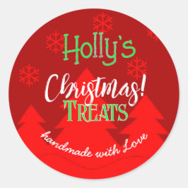 Adesivo Flocos de neve Natal rótulo vermelho