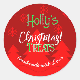 Adesivo Flocos de neve Natal rótulo vermelho