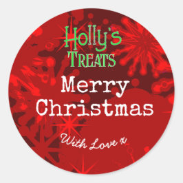 Adesivo Flocos de neve Natal rótulo vermelho