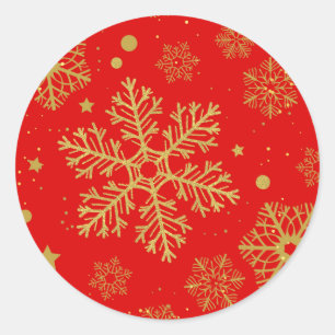 Adesivo Flocos de neve ouro em vermelho