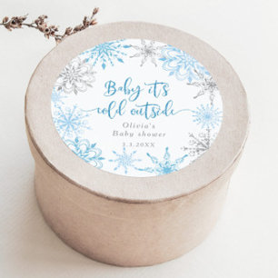 Adesivo Flocos de neve prateados azuis bebê está frio lá f