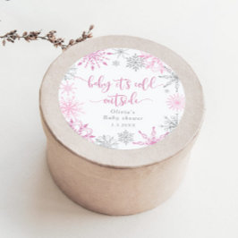 Adesivo Flocos de neve prateados cor-de-rosa bebê está fri