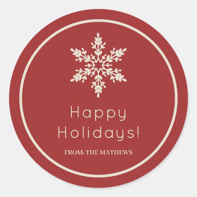 Adesivo Flocos de Neve Vermelho e Creme Feliz Natal Férias (Frente)