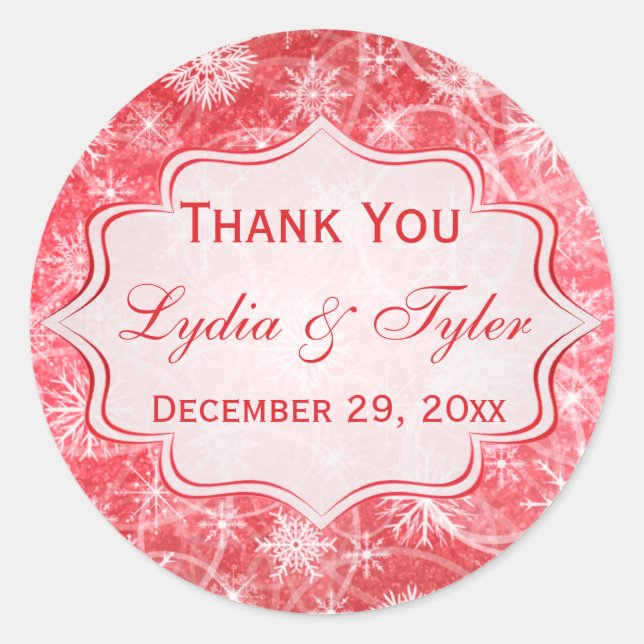 Adesivo Flocos de neve vermelhos e brancos Vestidos de fav (Frente)