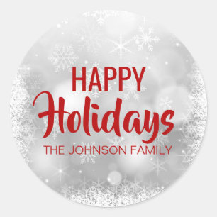 Adesivo Flocos de neve VERMELHOS personalizados do branco