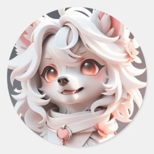 Adesivo Floffy Pink E White Puppy