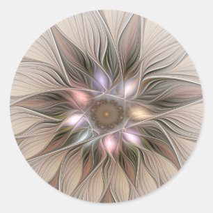 Adesivo Flor Abstrata Alegre Bege Marrom Fractal Floral