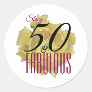 Adesivo Flor amarelo de cacto 50 e aniversário fabuloso