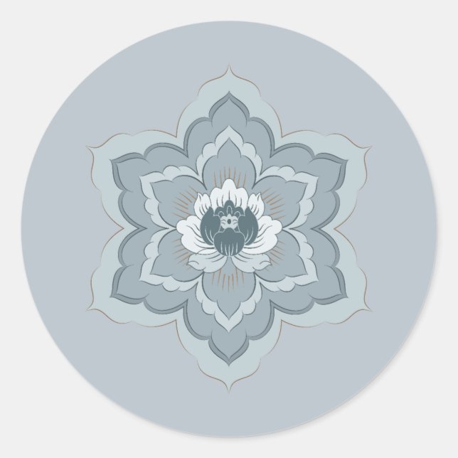 Adesivo Flor Baoxiang Chinês em Mistura Azul e Tinta (Frente)