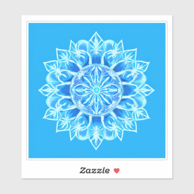 Adesivo Flor Batik Mandala em Turquesa (Folha)