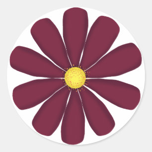 Adesivo Flor borgonha com centro amarelo