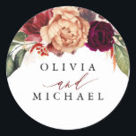 Adesivo Flor Burgundy e Laranja Elegante de Outono<br><div class="desc">Adesivos de festa de outono em tons terrosos</div>