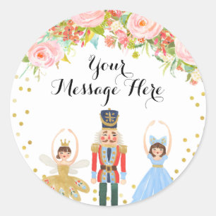 Adesivo Flor Cor-de-rosa do Balé Nutcracker Obrigado