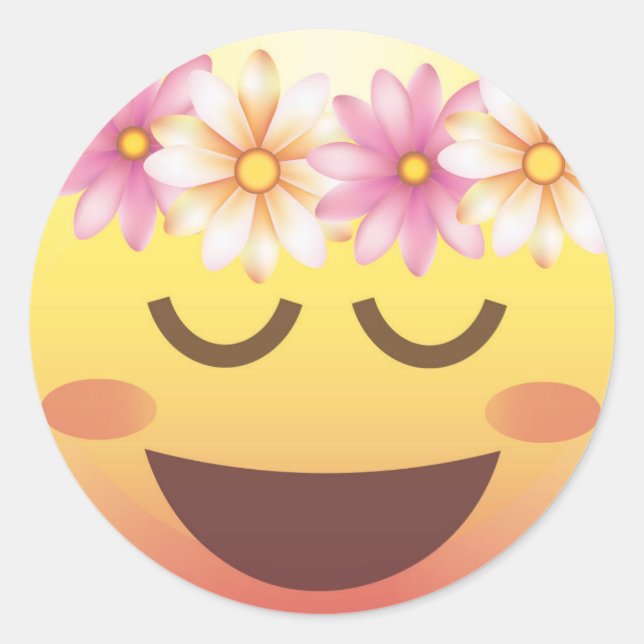 Adesivo Flor Coroa Feliz Calmo Emoji Face Sticker (Frente)