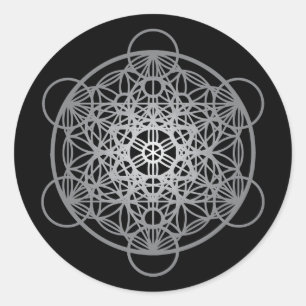 Adesivo Flor Cubo da Vida de Metatron - Prata Versão 1