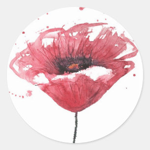 Adesivo Flor da papoila, aguarela