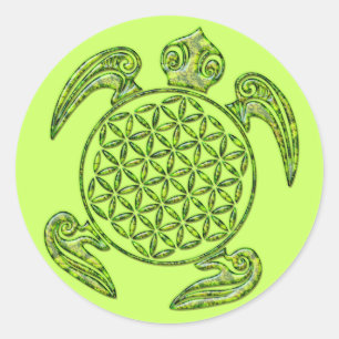 Adesivo Flor da Vida / Blume des Lebens - tartaruga verde