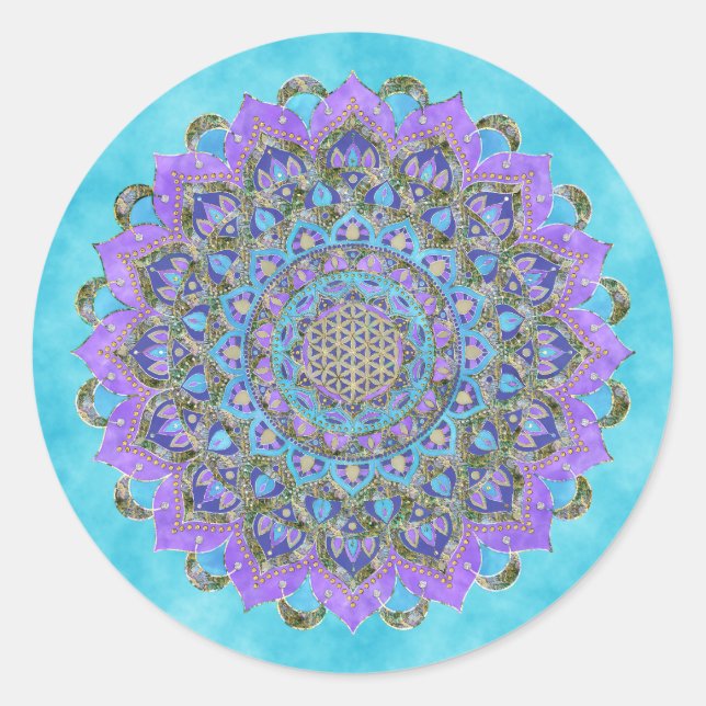 Adesivo Flor Da Vida - Estilo De Mandala Índia 2 (Frente)