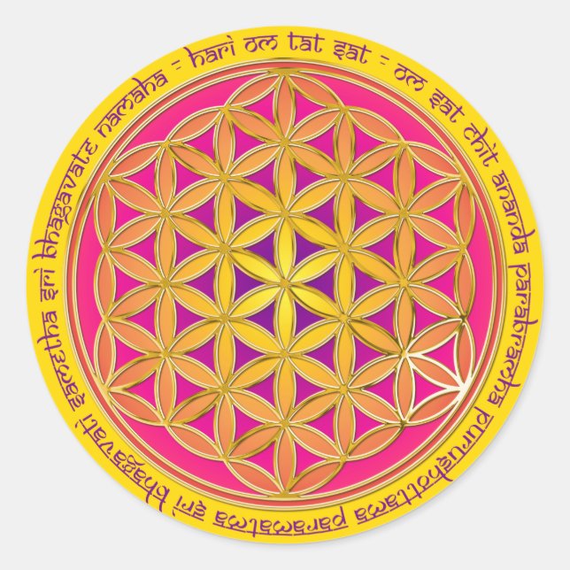 Adesivo Flor Da Vida / Moola Mantra | amarelo (Frente)