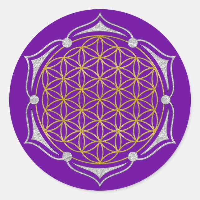Adesivo Flor Da Vida - Ouro De Lotus Prata (Frente)