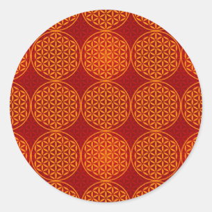 Adesivo Flor da vida - padrão do selo - vermelho laranja