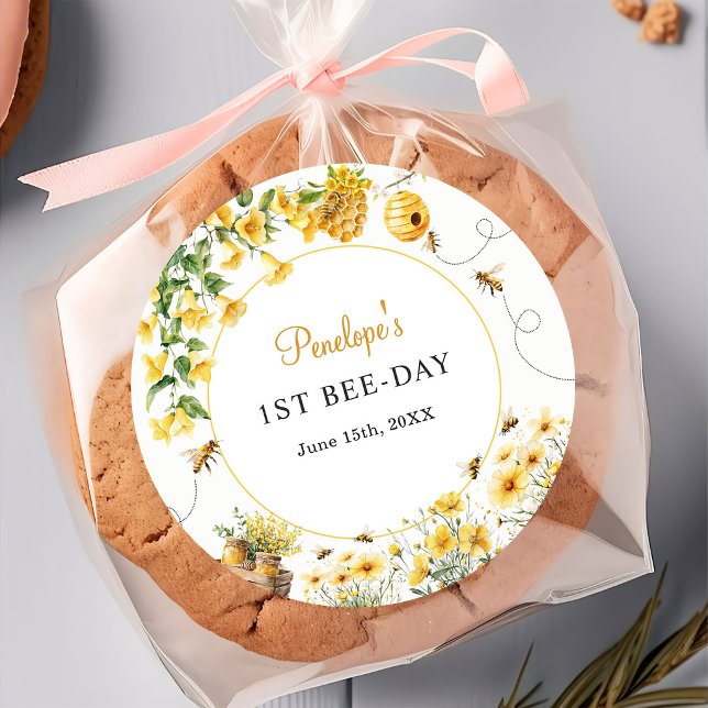 Adesivo Flor de Abelha Mel Aniversário Chá de Bebê (Criador carregado)