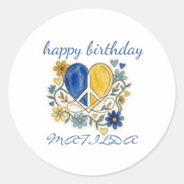 Adesivo Flor de Amor e Paz feliz aniversário 