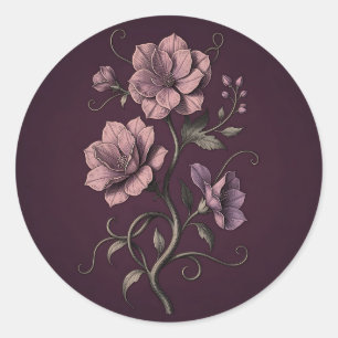 Adesivo Flor de Anêmona Roxa Malva Botânica Escura