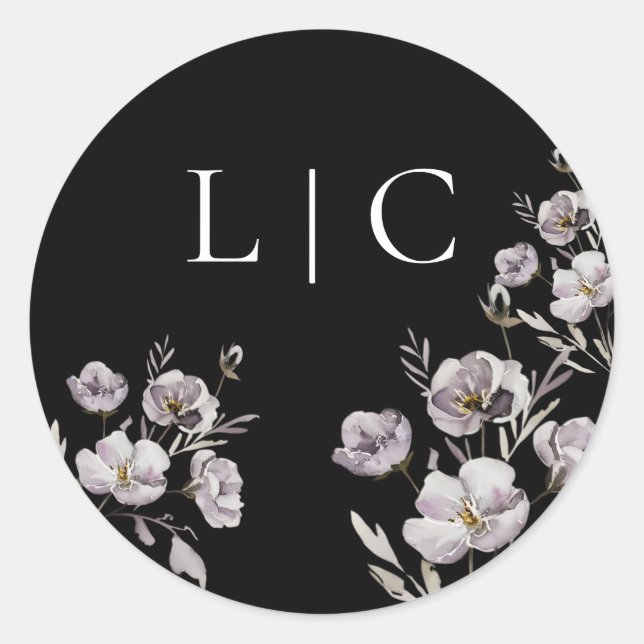 Adesivo Flor de aquarela preta do casamento elegante (Frente)