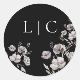 Adesivo Flor de aquarela preta do casamento elegante