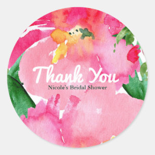 Adesivo Flor de Aquarela Rosa Floral Chás de Bebê de Verão